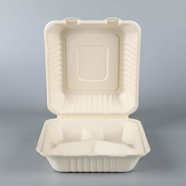 9" X 9" 3C Compostable Clamshell Container