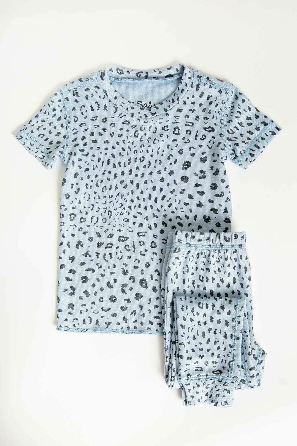 PJ Salvage Childrens Blue Leopard Print Children’s Pajama Set Size 2 6