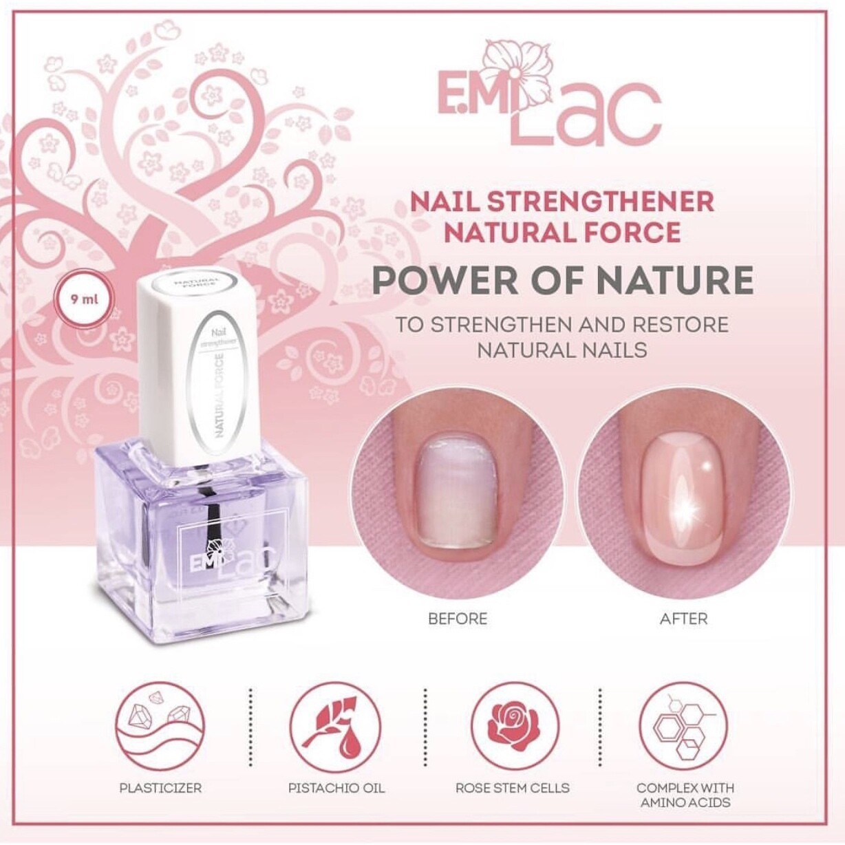 Nail Strengthener Natural Force, 9 ml.