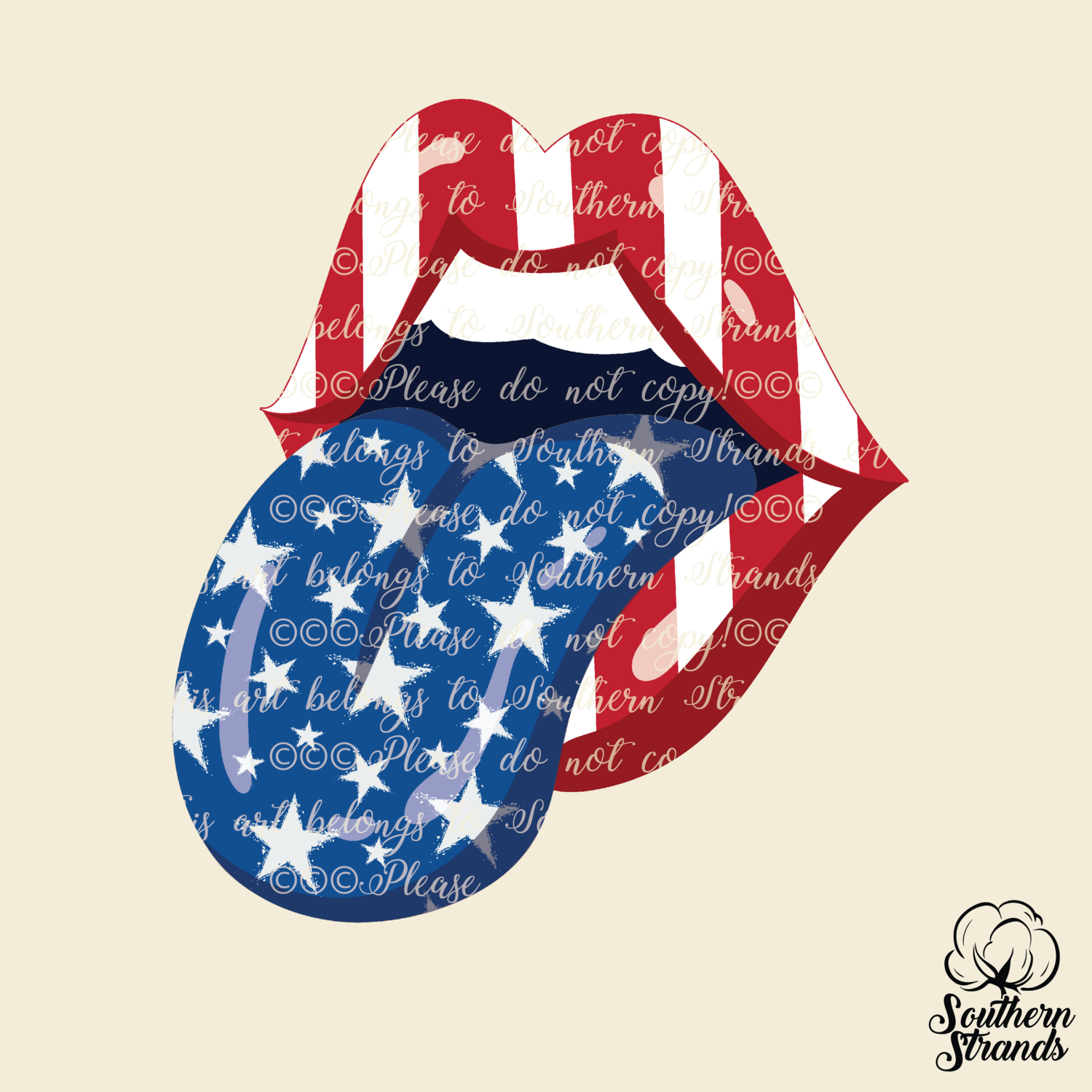 Red White and Blue Vertical Stripe Tongue