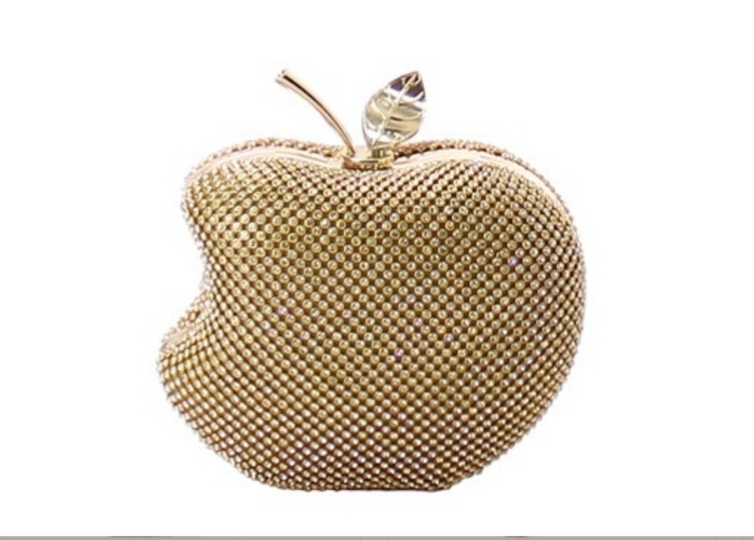 Gold Rhinestone Apple Clutch