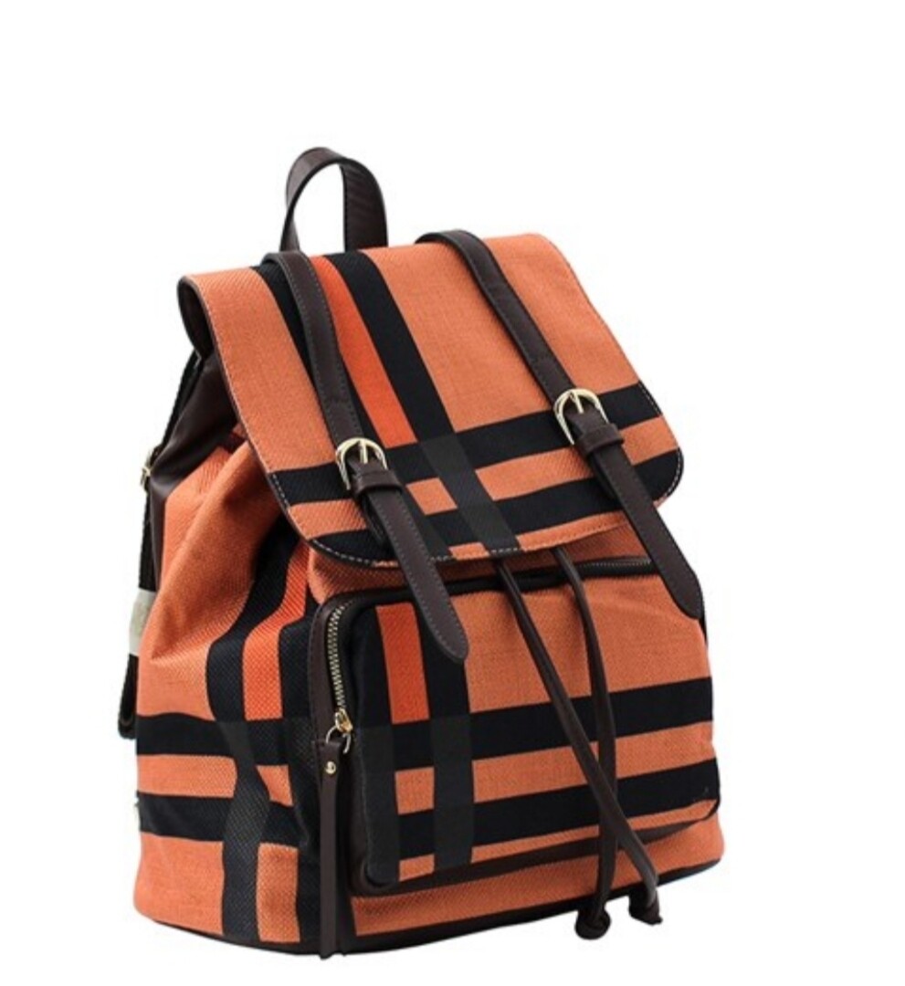 Orange Plaid Backpack