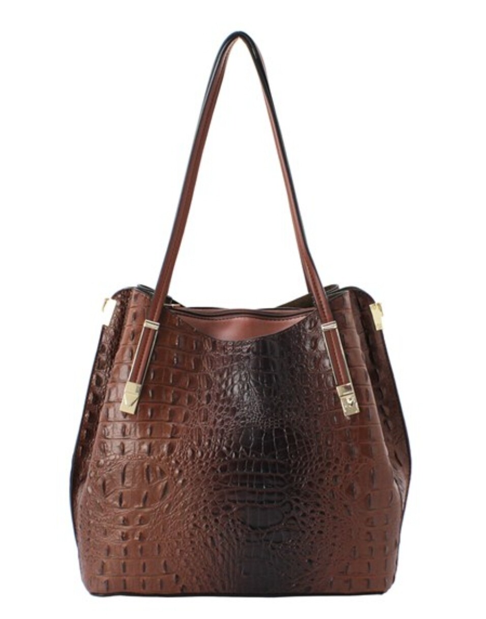 Brown Croc Shoulder Bag