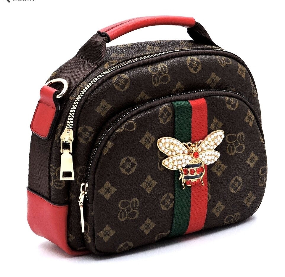 Bee Emblem Small Satchel Red