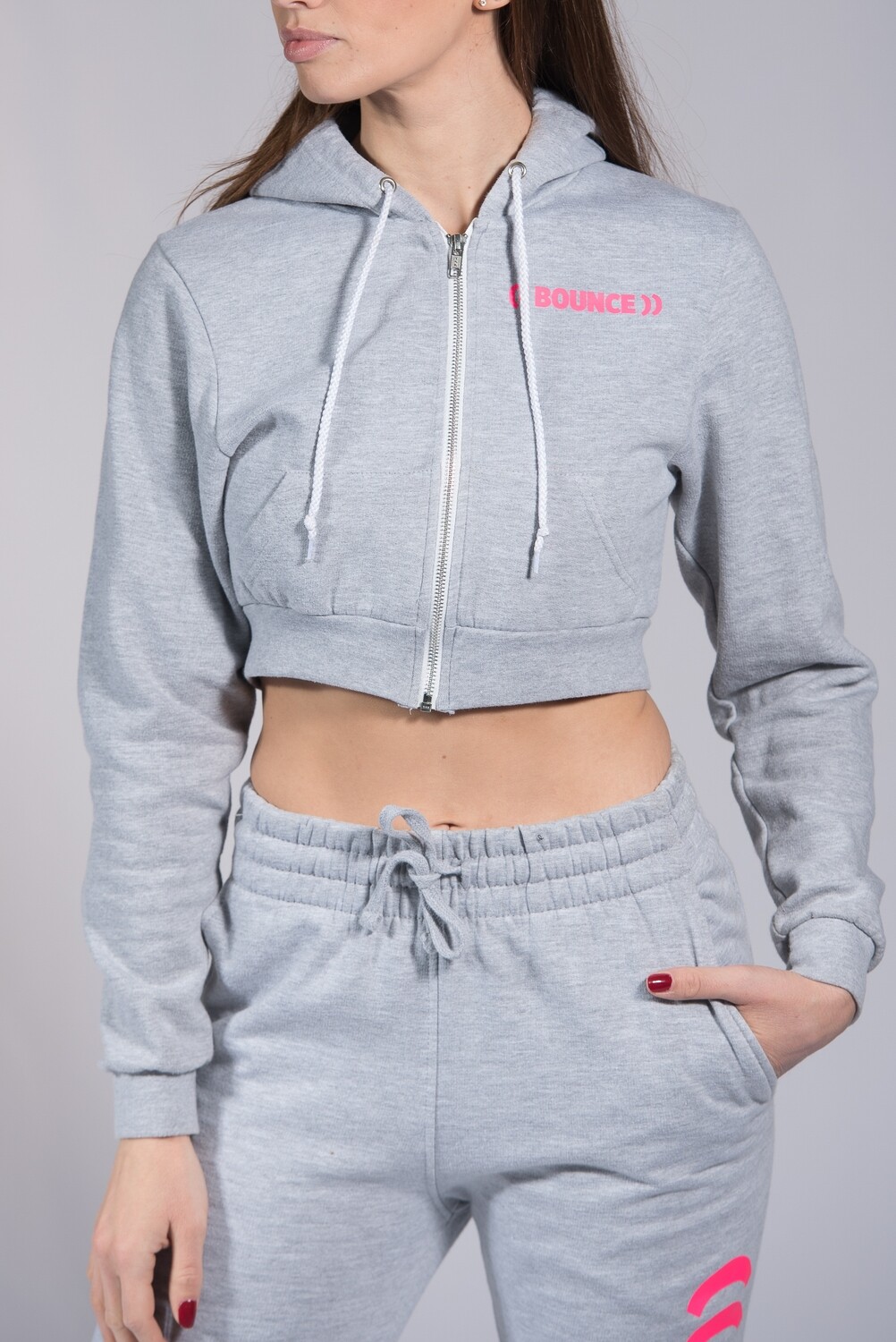 pink cropped hoodie zip up