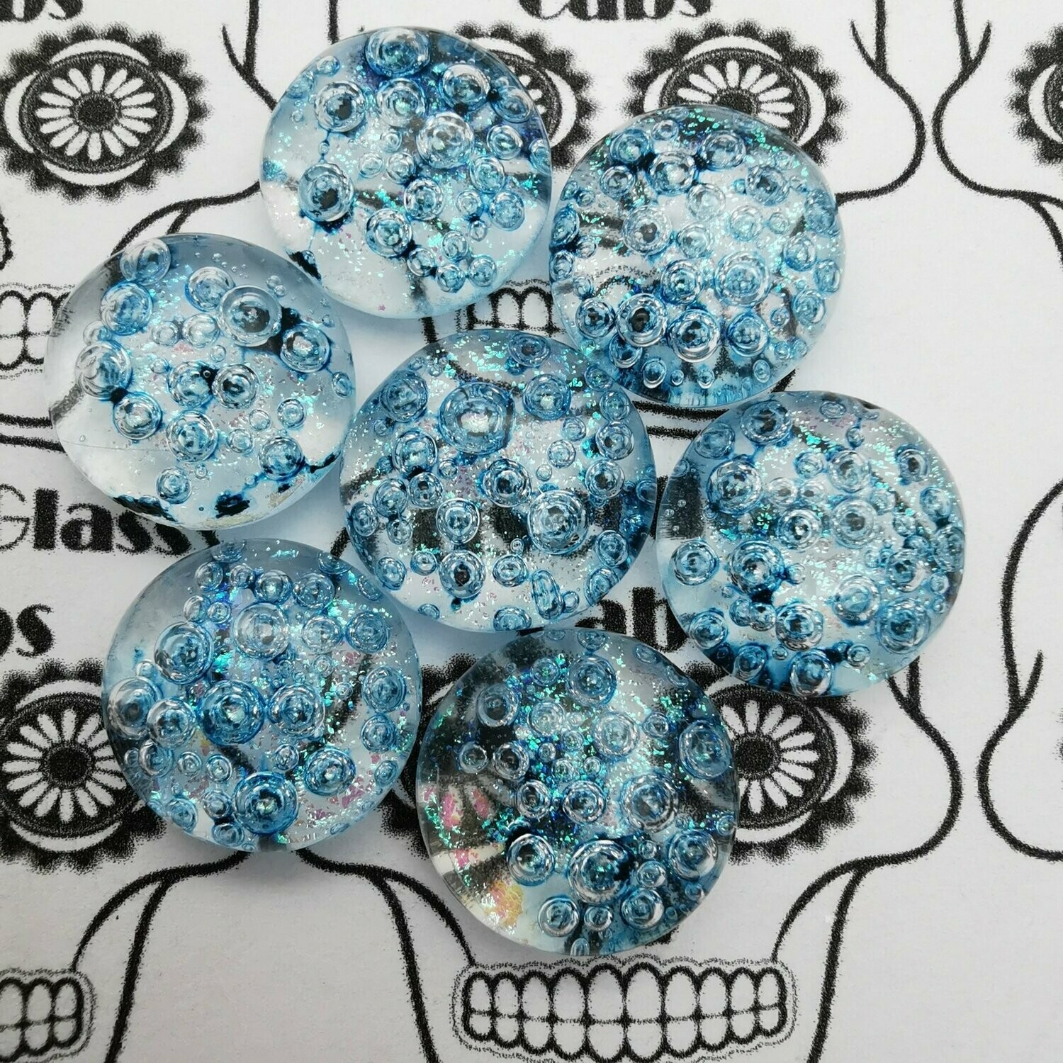 Crystal Bubbles Fused Glass Cabs