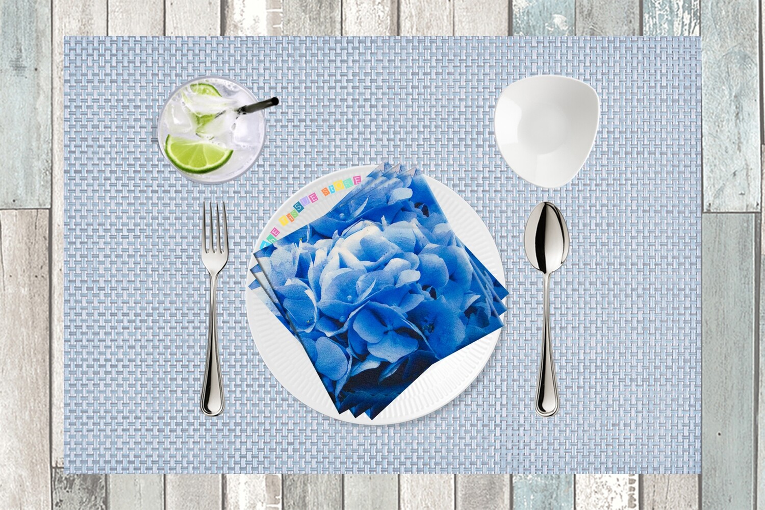 Flower Print Blue Paper Napkin (Pack of 20)
