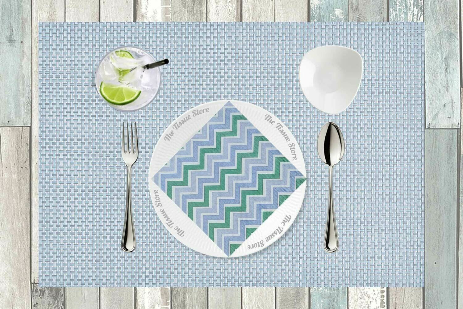 Chevron Blue & Green Paper Napkin Pack of 20