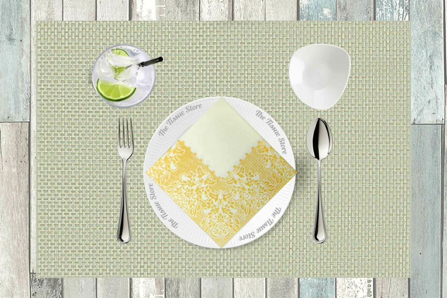 Airlaid Cream & Gold/Yellow Paper Napkin (Pack of 20)