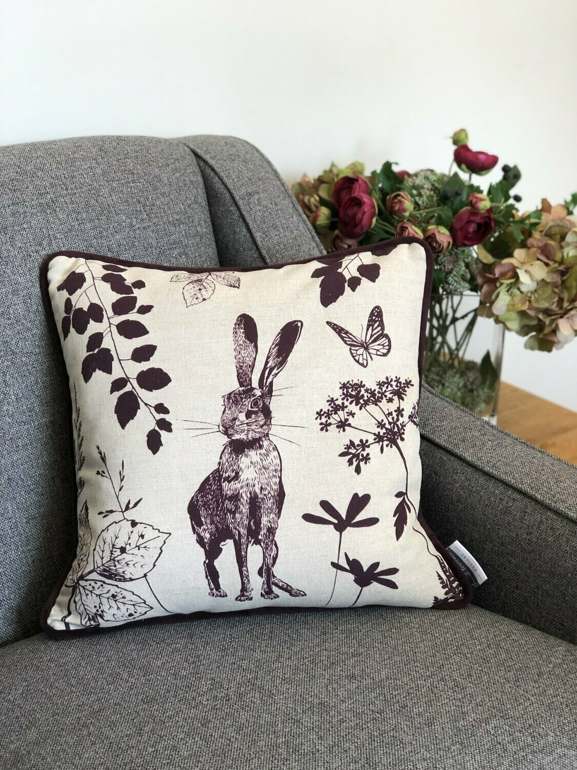 Plum Hare Cushion