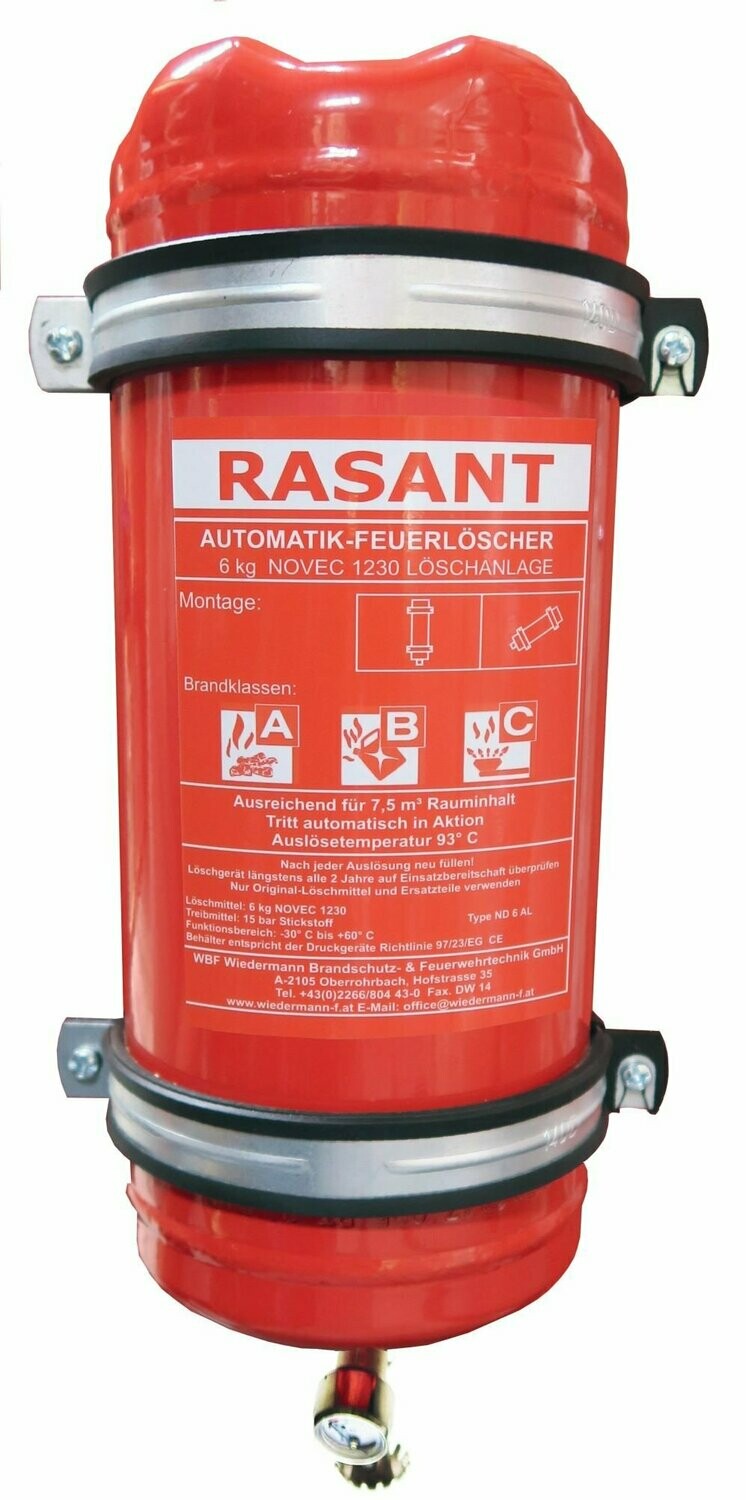 Automatik Feuerlöscher geeignet für Motorräume bis 7,5 m³ Rauminhalt
