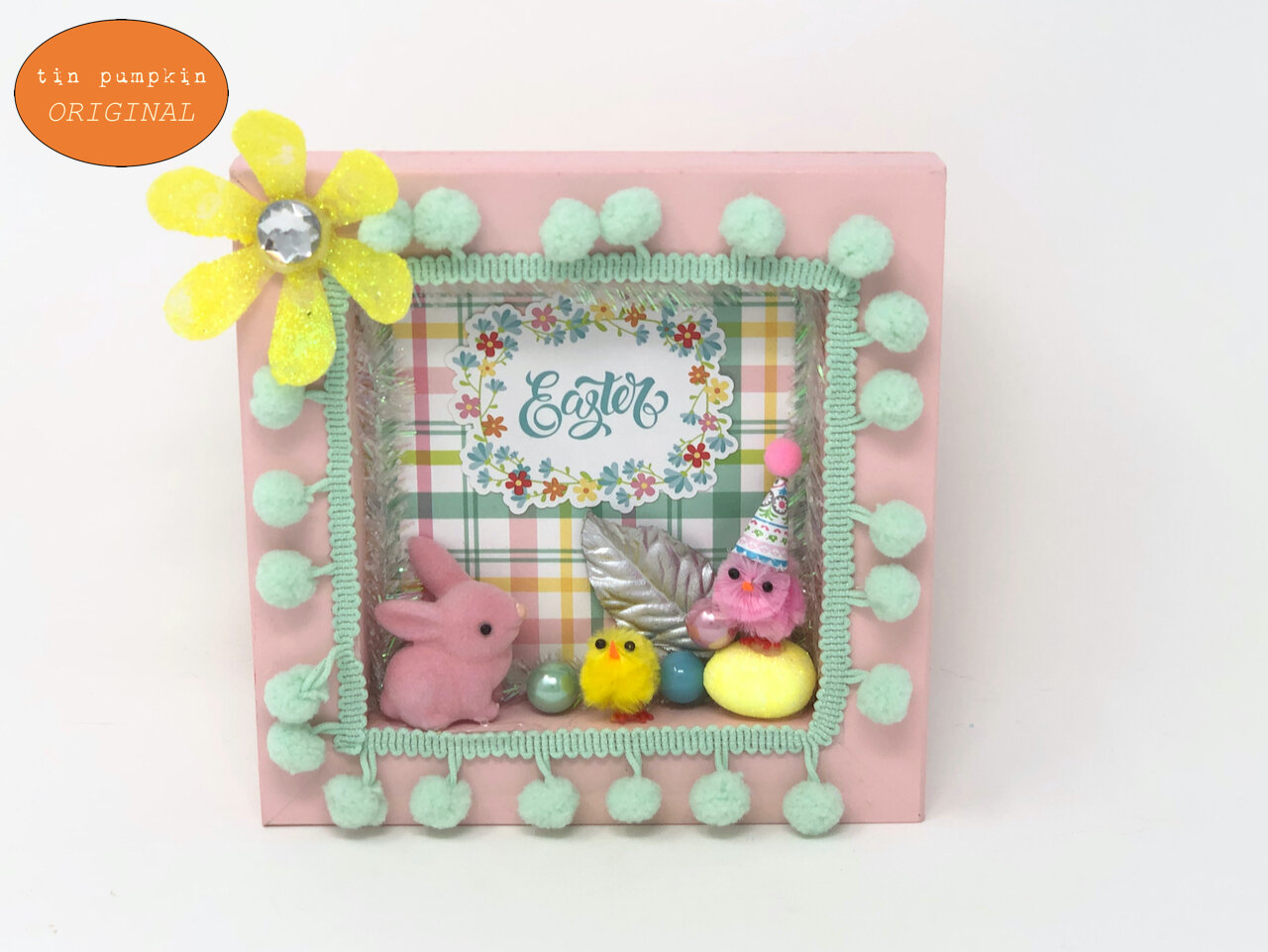 Pink Wooden Easter Shadow Box