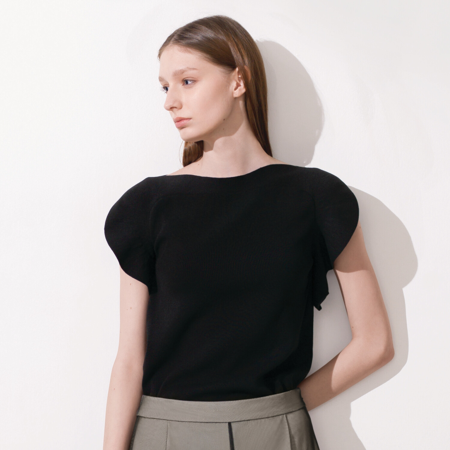 Ruffled Cap Sleeve Knitted Top