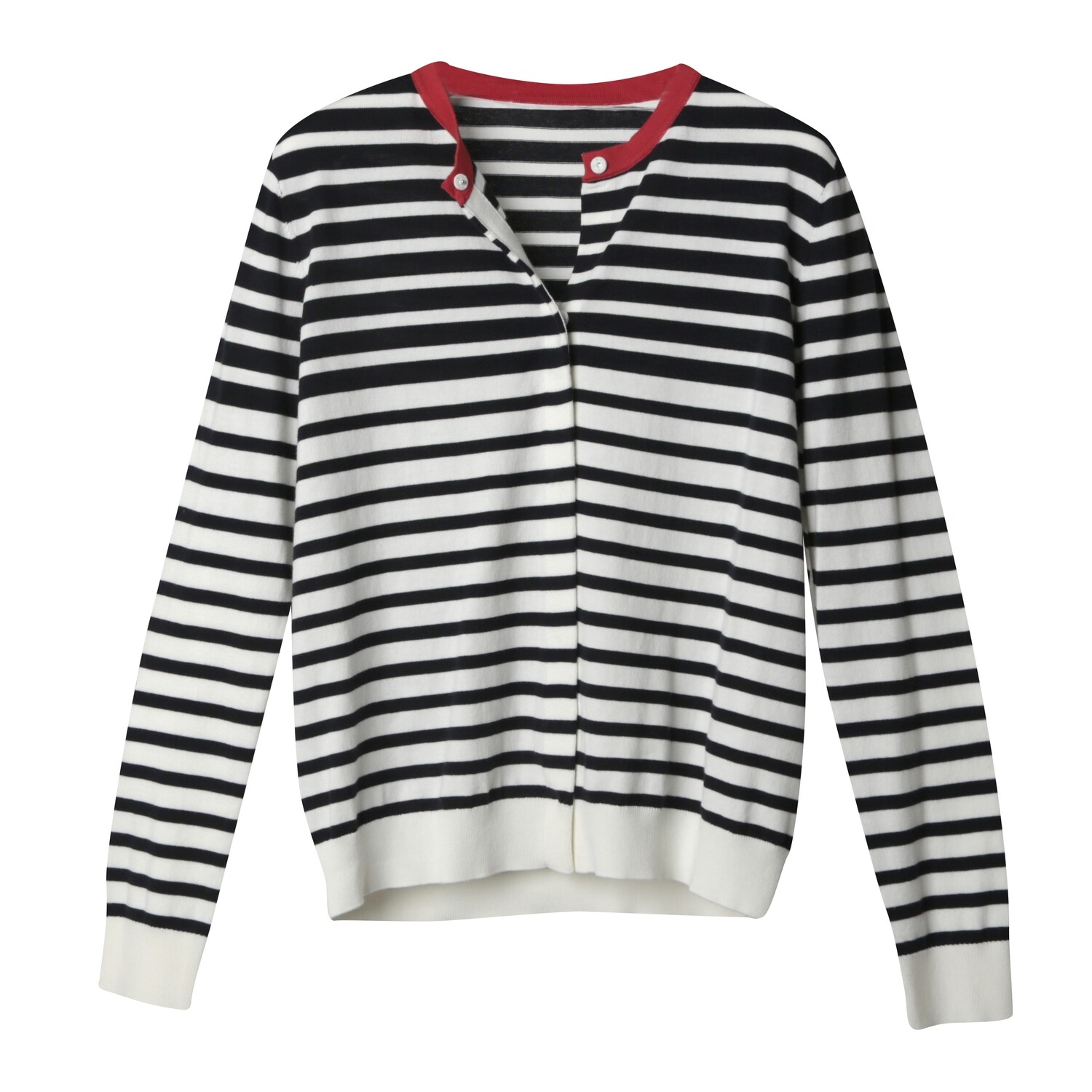 GRADIENT STRIPE KNIT CARDIGANNAVY / EGGSHELL/ FIESTA