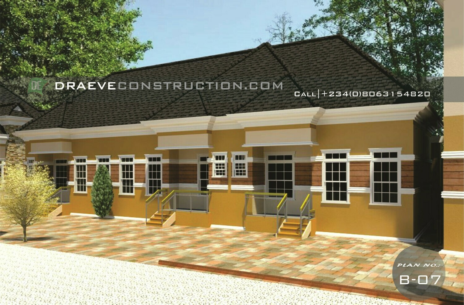 3 Units of 1 Bedroom Apartments Floor Plan with Key Construction