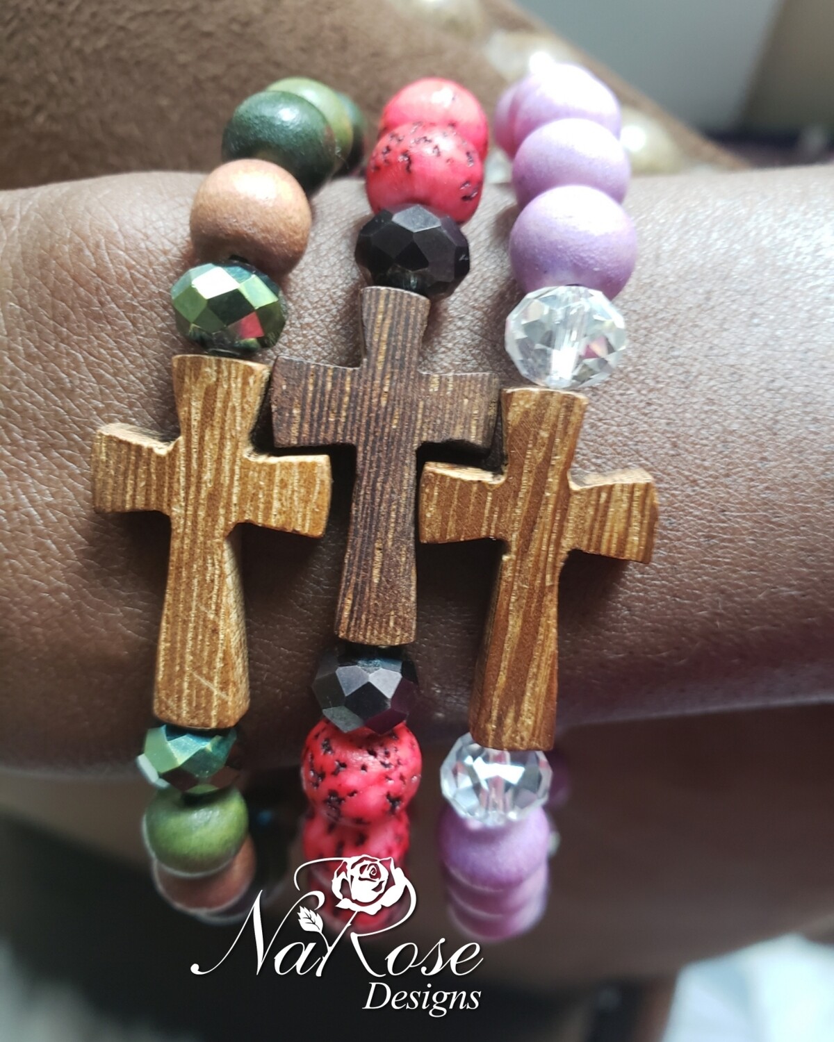 Wooden cross bracelets
