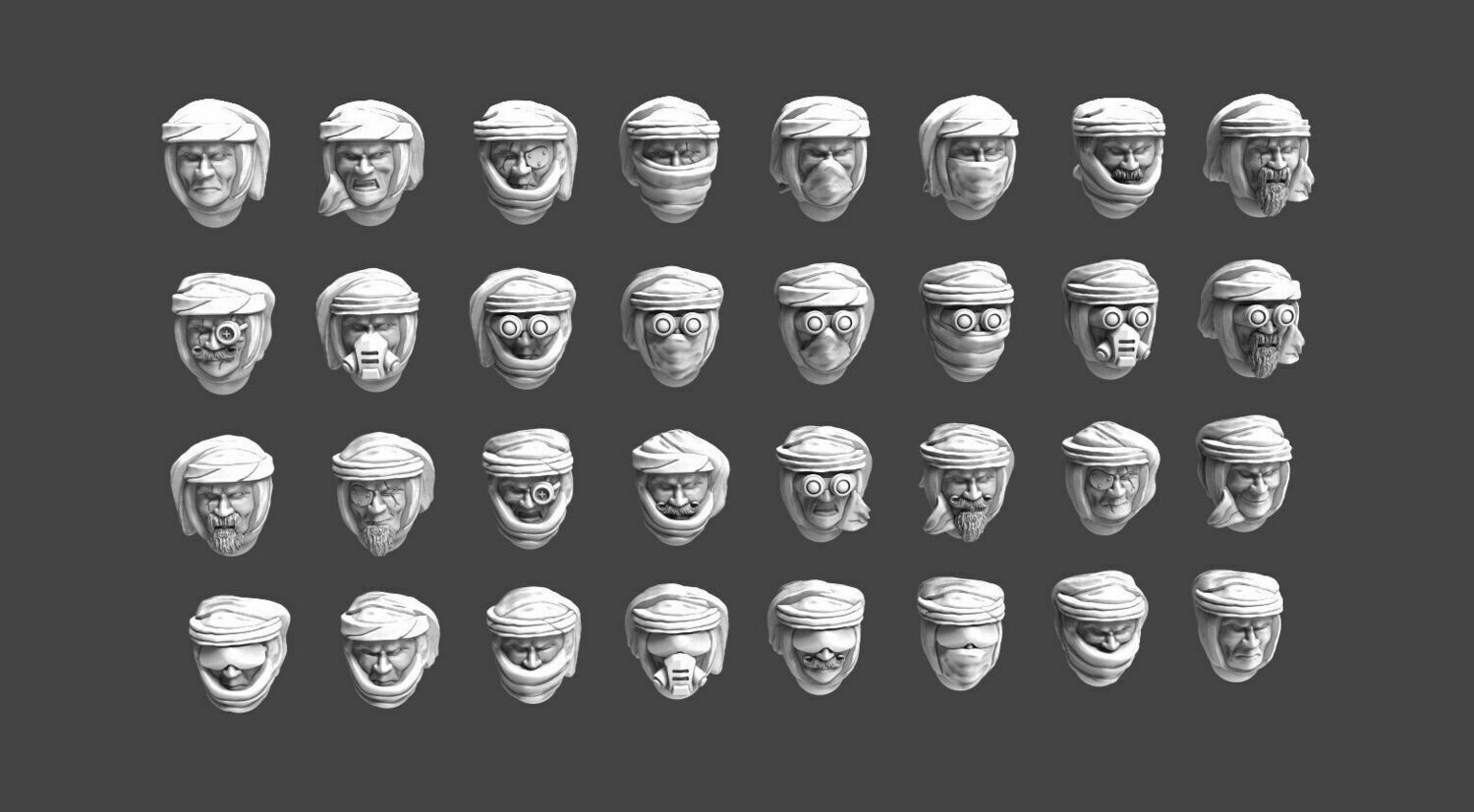 Imperial Soldier Heads with Desert Headgear