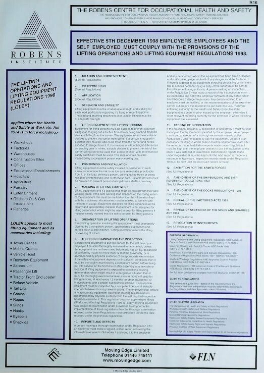 Lifting Operations and Lifting Equipment Regulations 1998 (LOLER)