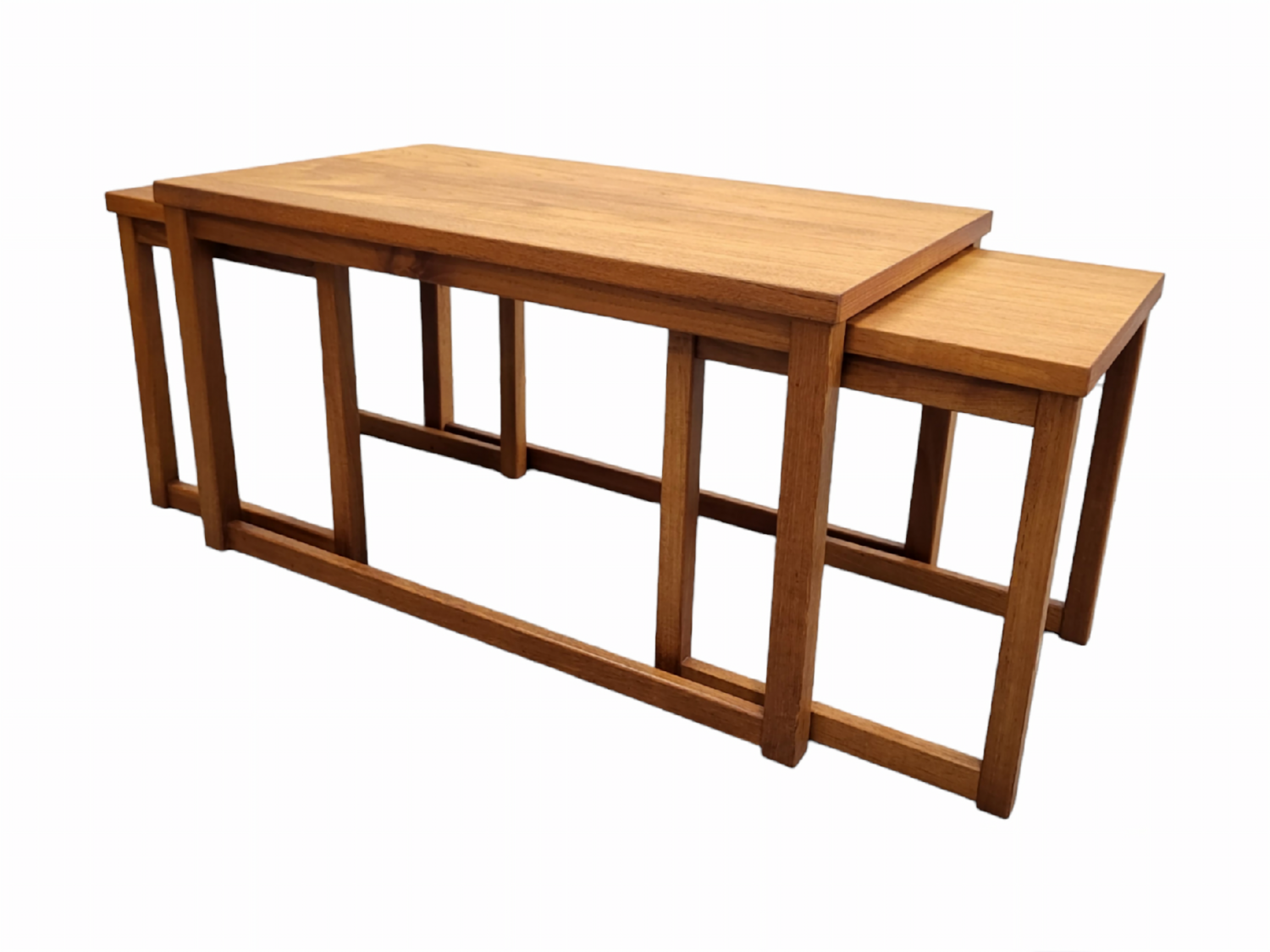 Mid Century Teak Nesting Coffee Table and Side Tables Set (3 PC) View