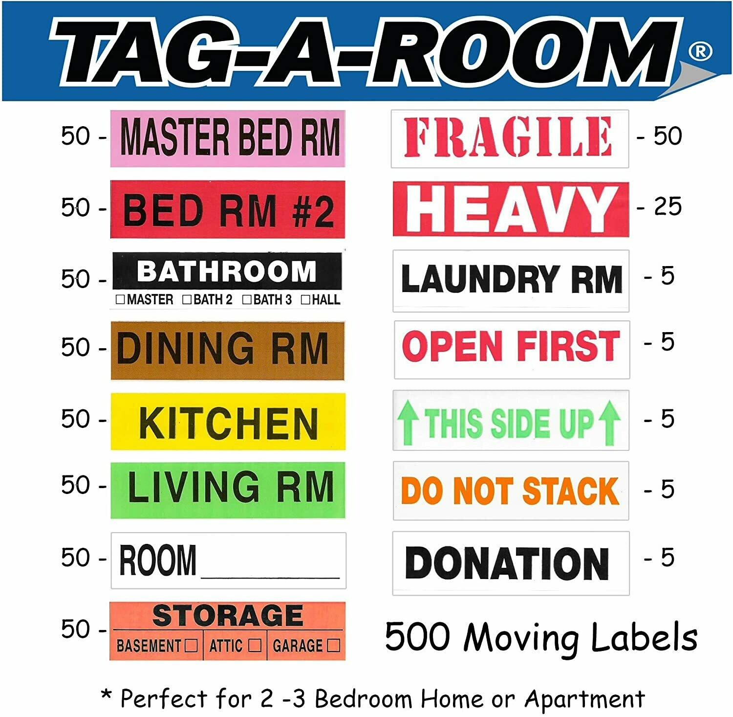 Smooth Move 500 Color Coded Moving Labels