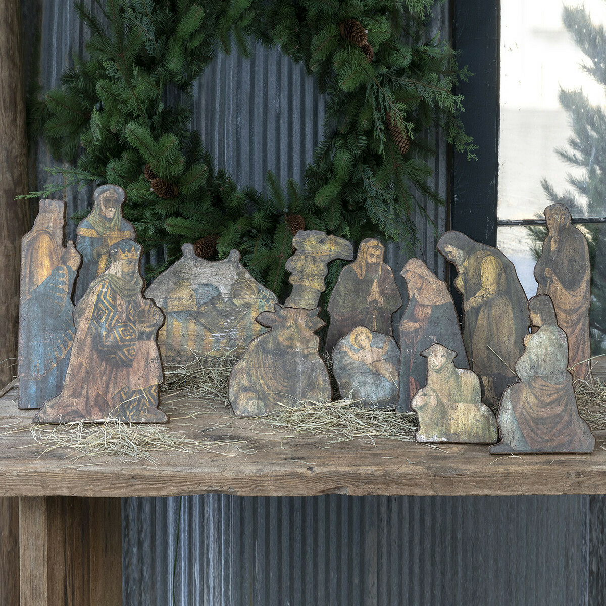 Wooden Tabletop Nativity Scene