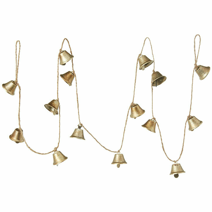 Gold Metal Bell Garland 6'L