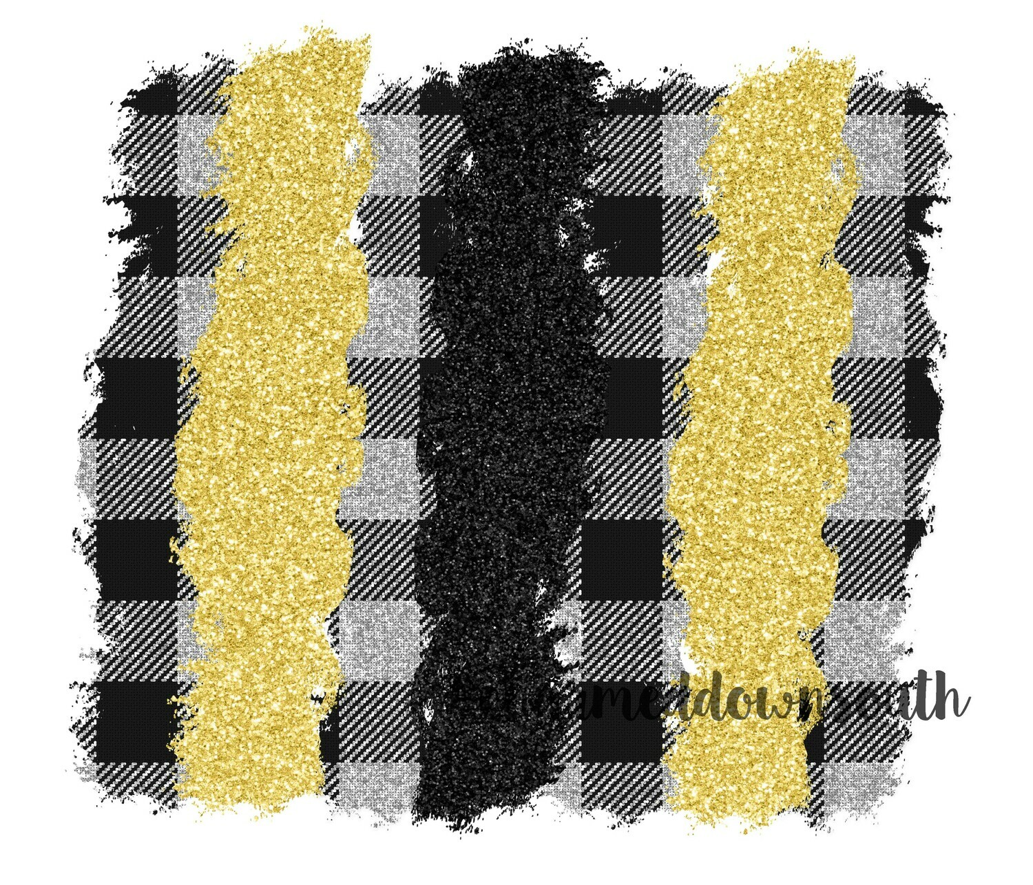 Black and Gold Buffalo Plaid Splash Digital Element