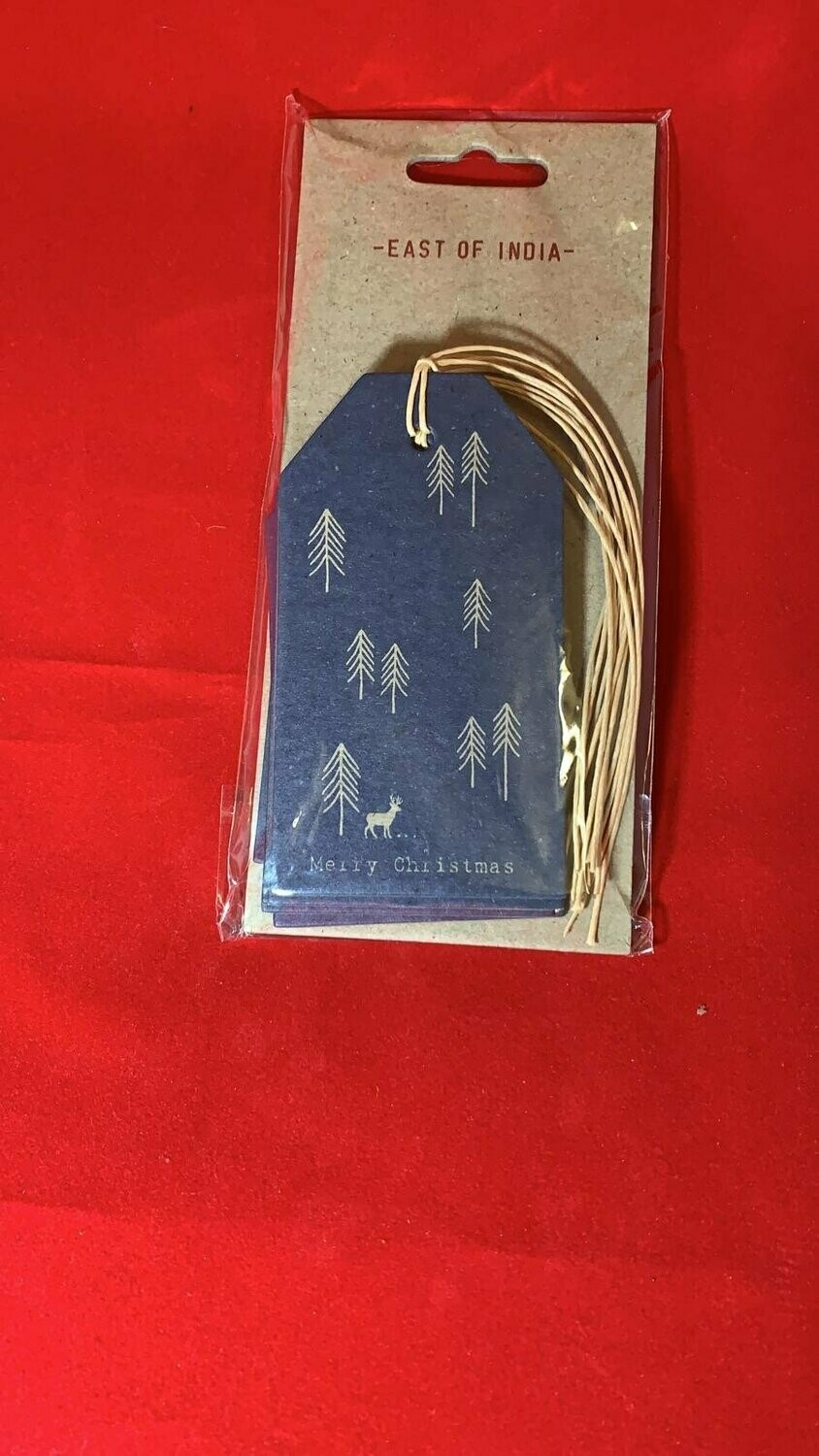East of India Christmas Trees Gift Tag - Navy