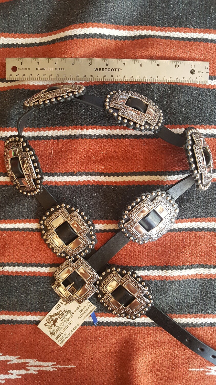 Belt, A Vintage, Concho, Stamped, Sterling Silver, First Phase, Vintage Turn of The Century, 413