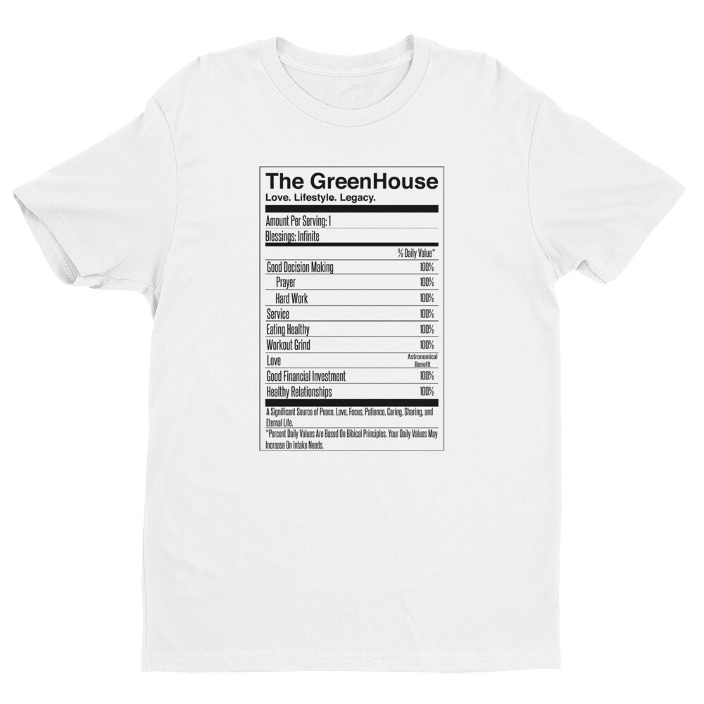 The GreenHouse Nutrition Facts TShirt (White)