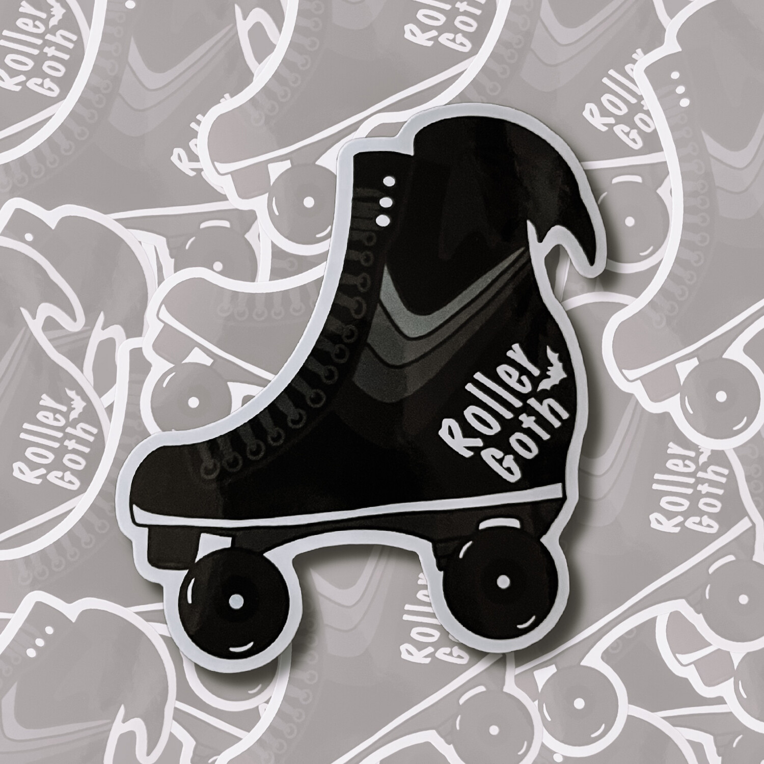 White Backing Roller Goth Skate Sticker