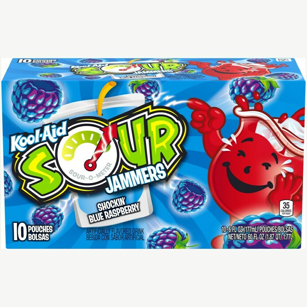 KoolAid Jammers Pouches 10ct Sour Shockin' Blue Raspberry