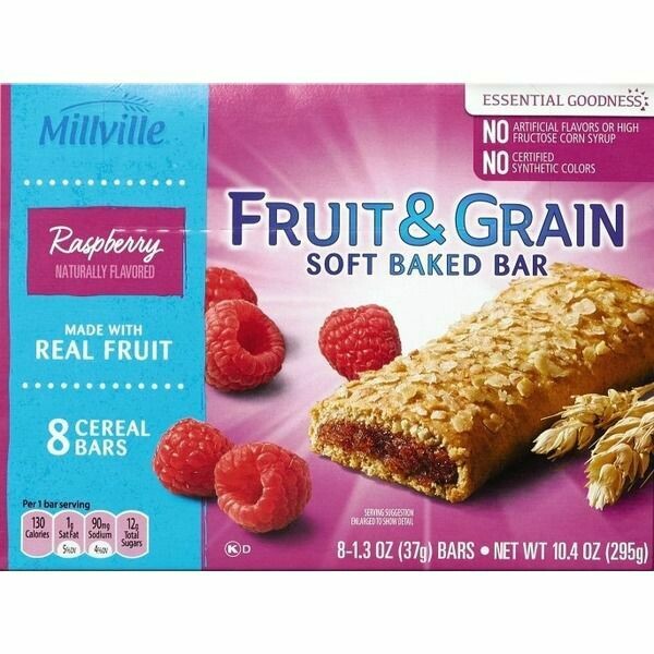 Cereal Bars Raspberry Fruit and Grain 8ct