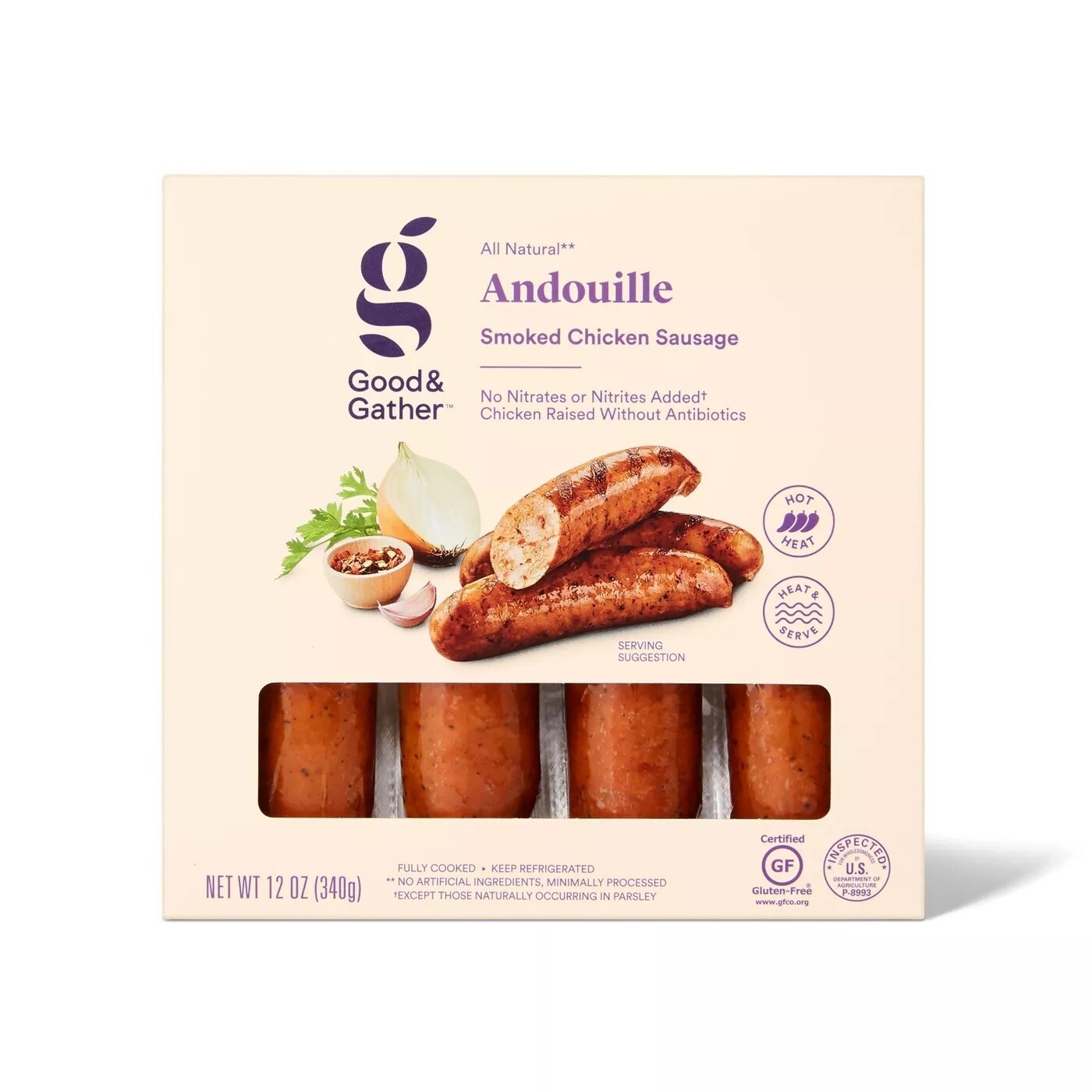 Good & Gather Sausages 4ct (contains pork) Andouille (individually wrapped)