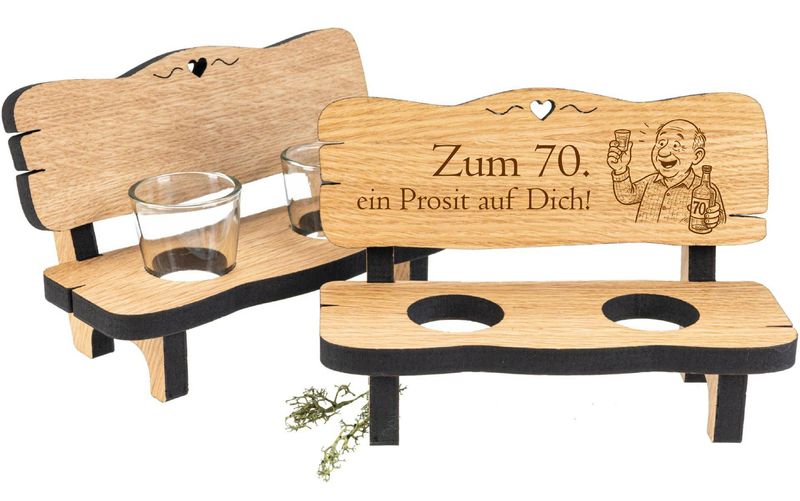 Schnapsbank mit 2 Gläsern