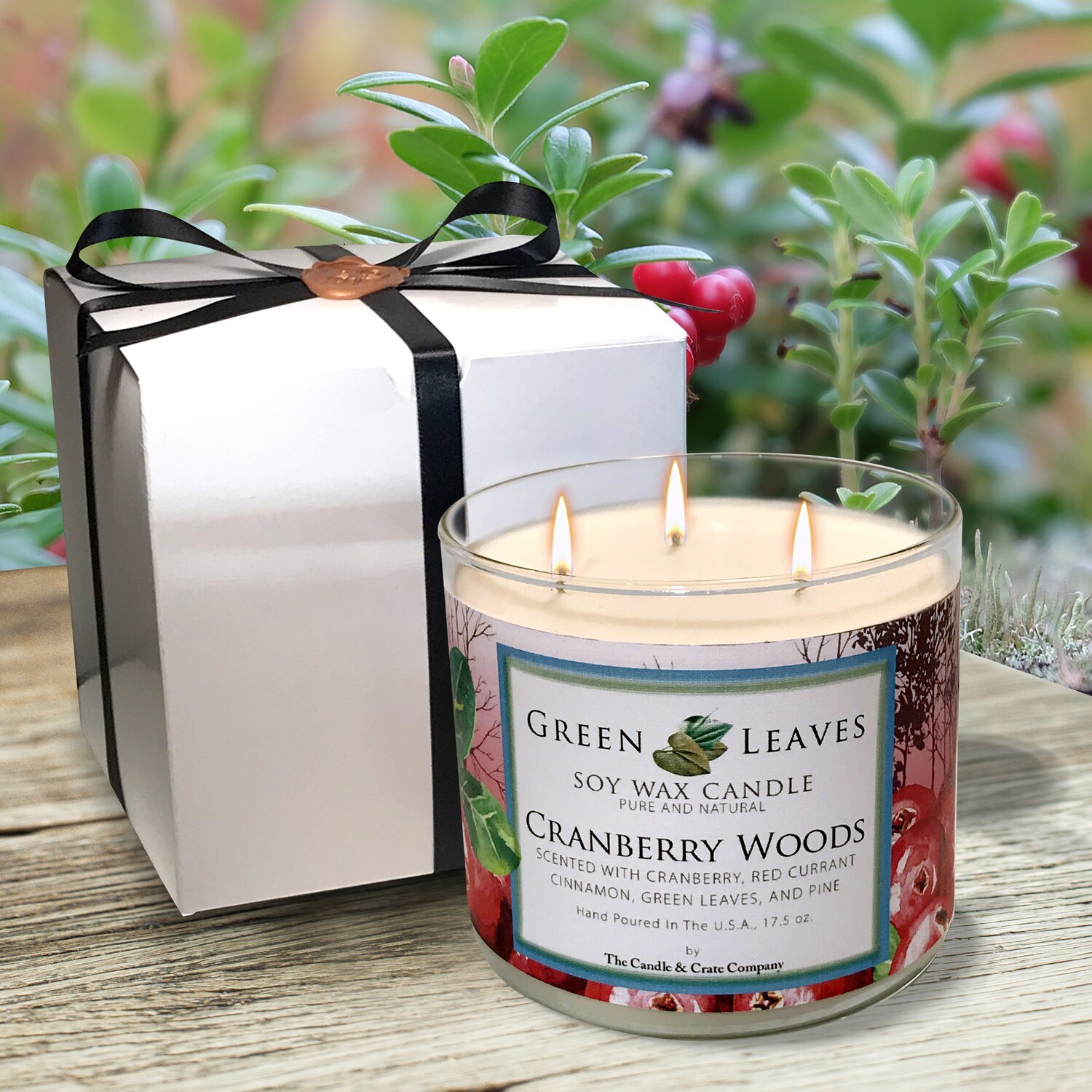 Cranberry Woods Scented 3Wick Soy Wax Candle
