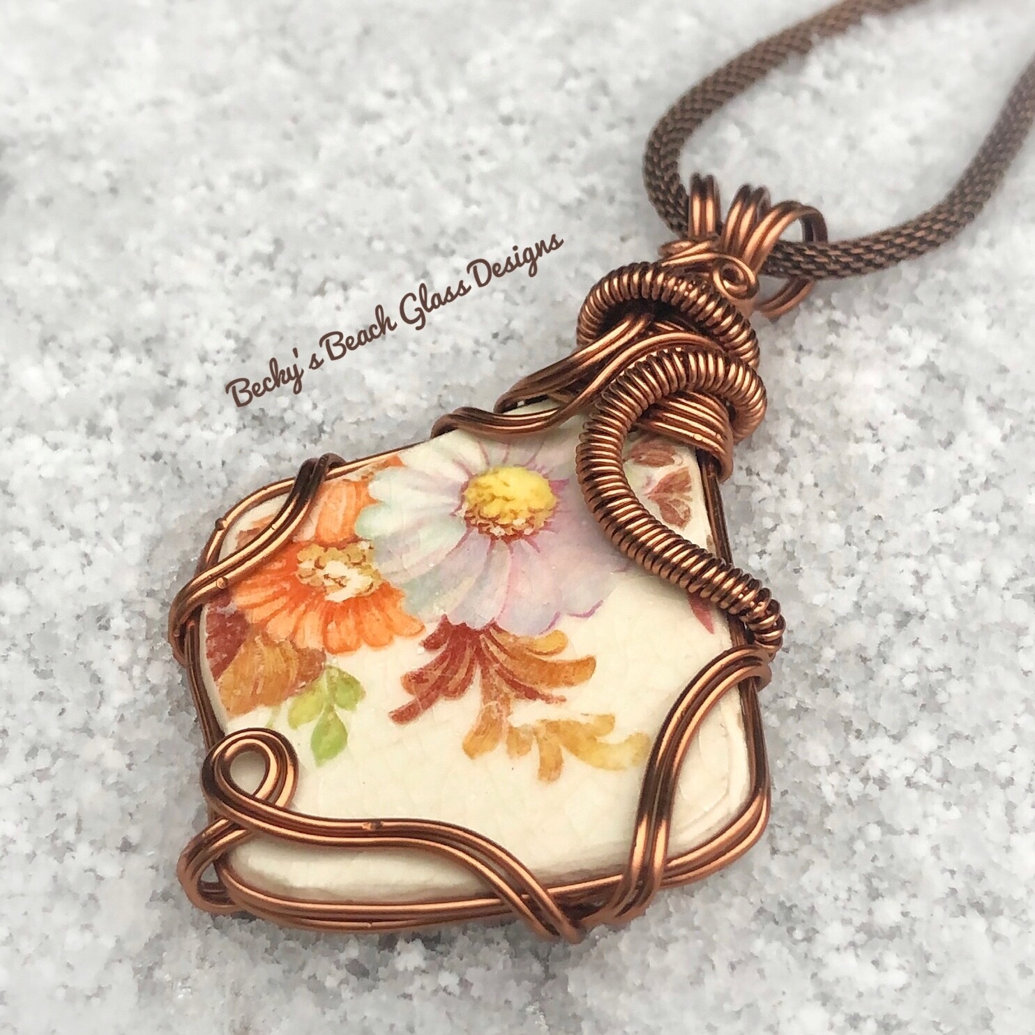 Colorful Floral Pottery Necklace