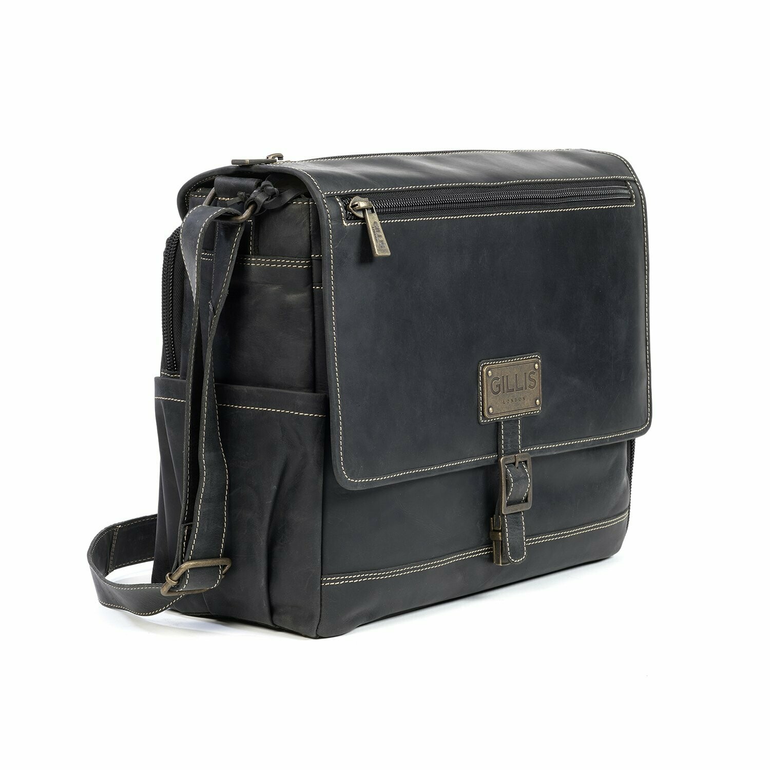 Street Messenger Bag Black Gillis London, Timeless Leather Camera Bags