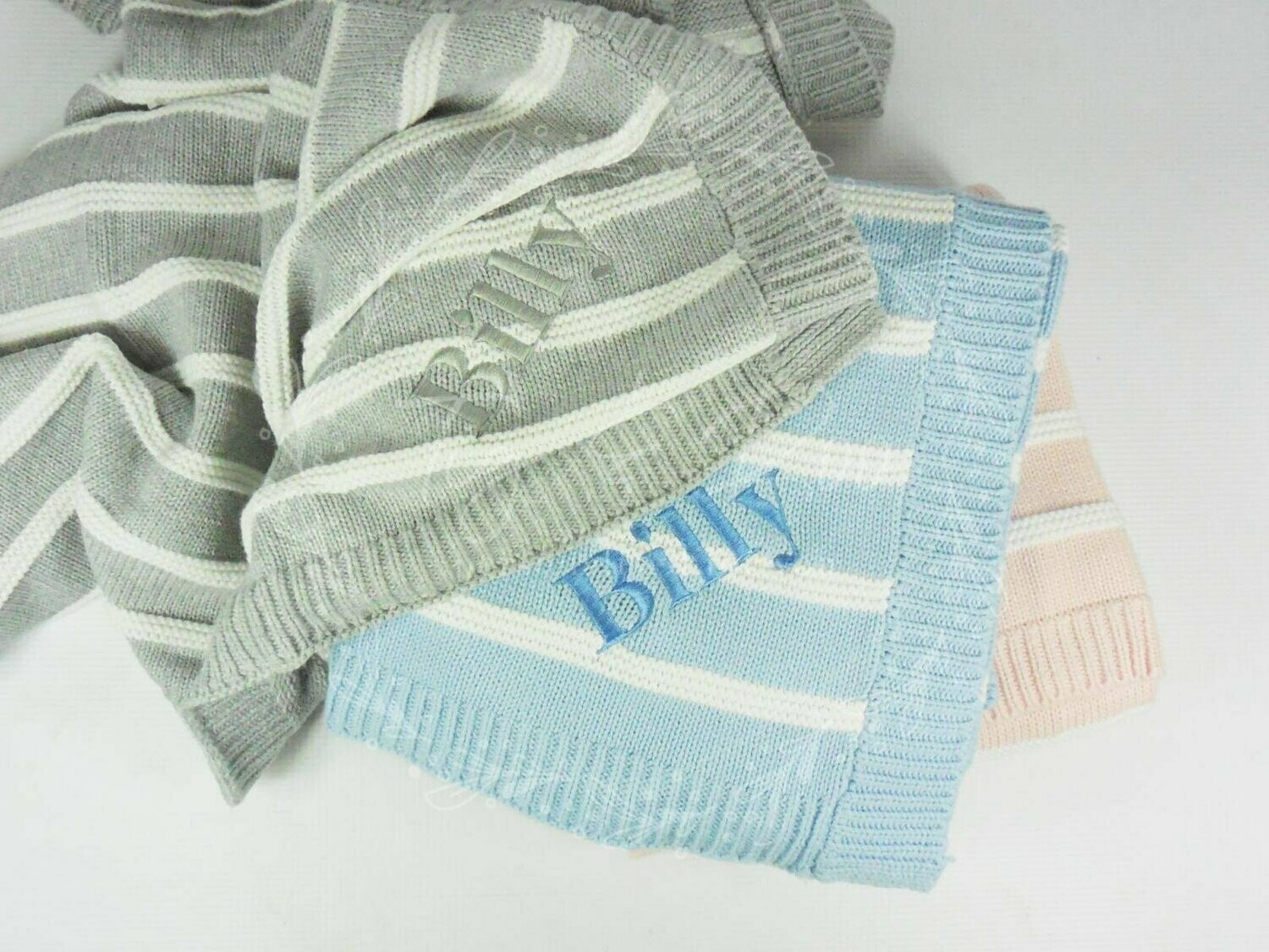 Knitted Stripe Blanket Grey