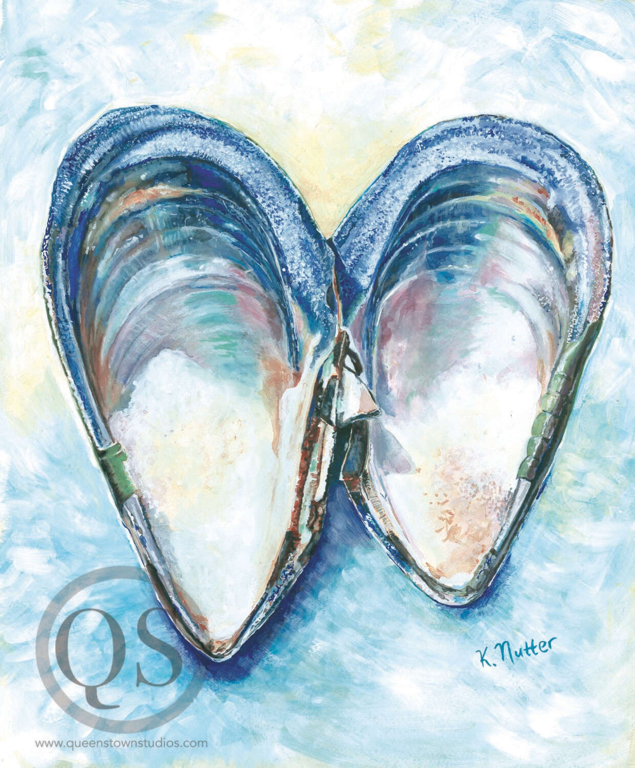 "Big Mussels", Signed Art Print of Original Mussel Shell Coastal Beach
