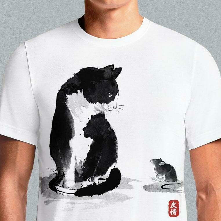 The Cat And Mouse T Shirt Black And Plain Music White TShirt Graphic
