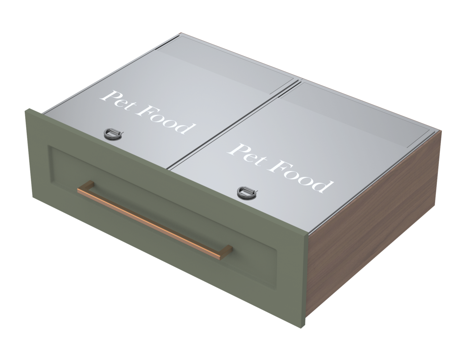 Dual Pet Food Storage Drawer Inserts