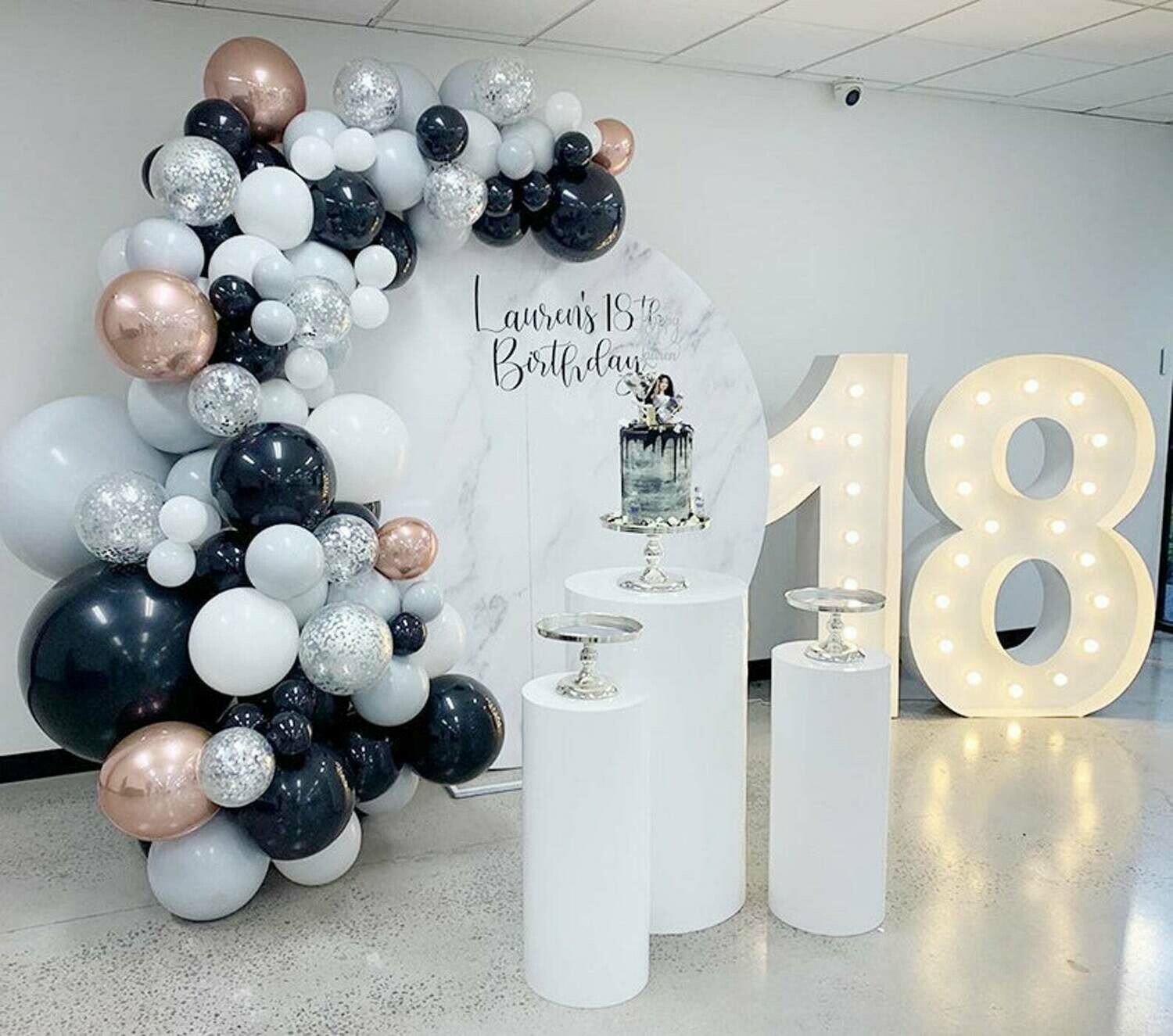 125pcs Black White Grey Balloons Garland Arch Kit 4D Rose Gold Ballon