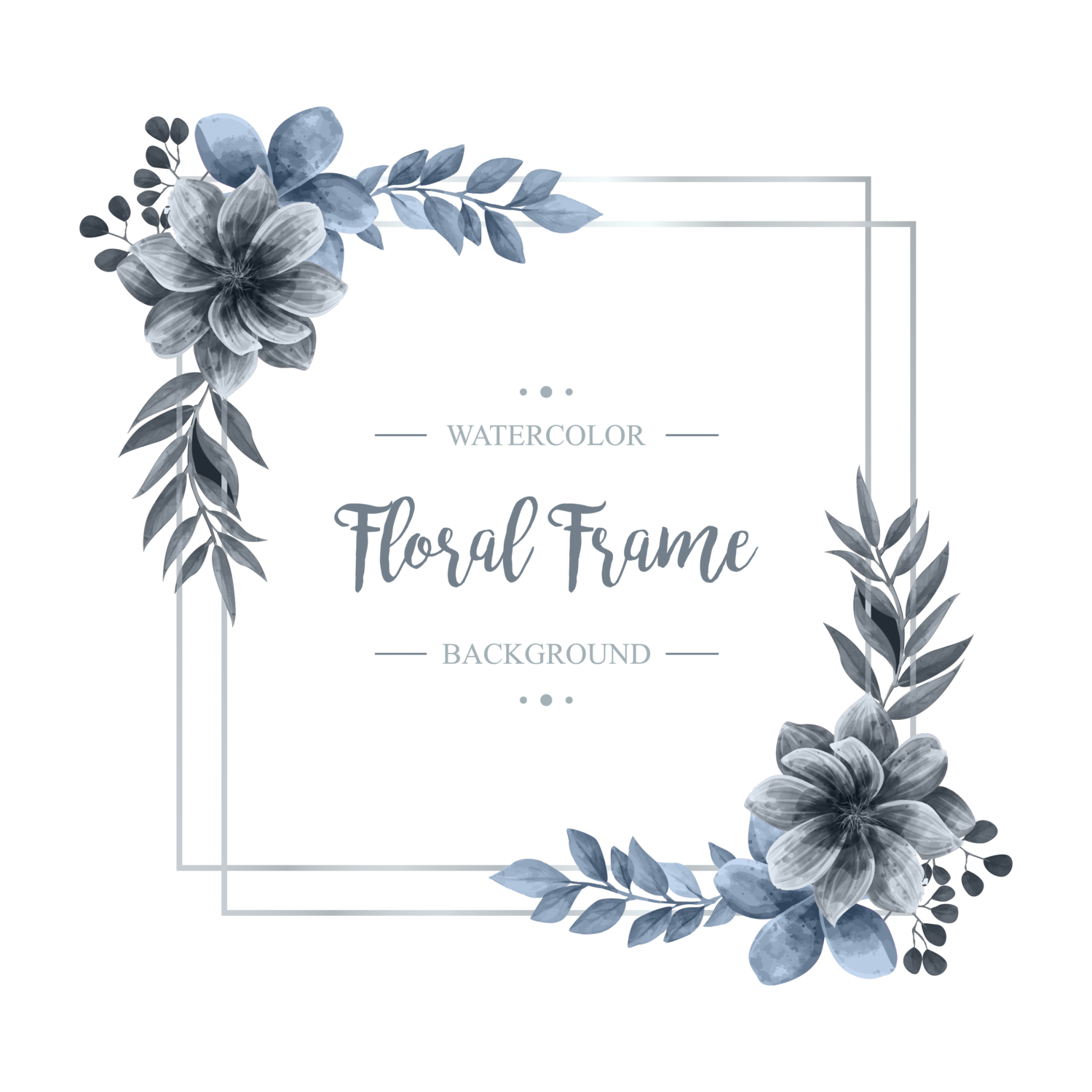 Wedding Watercolor Floral Flower Silver Frame