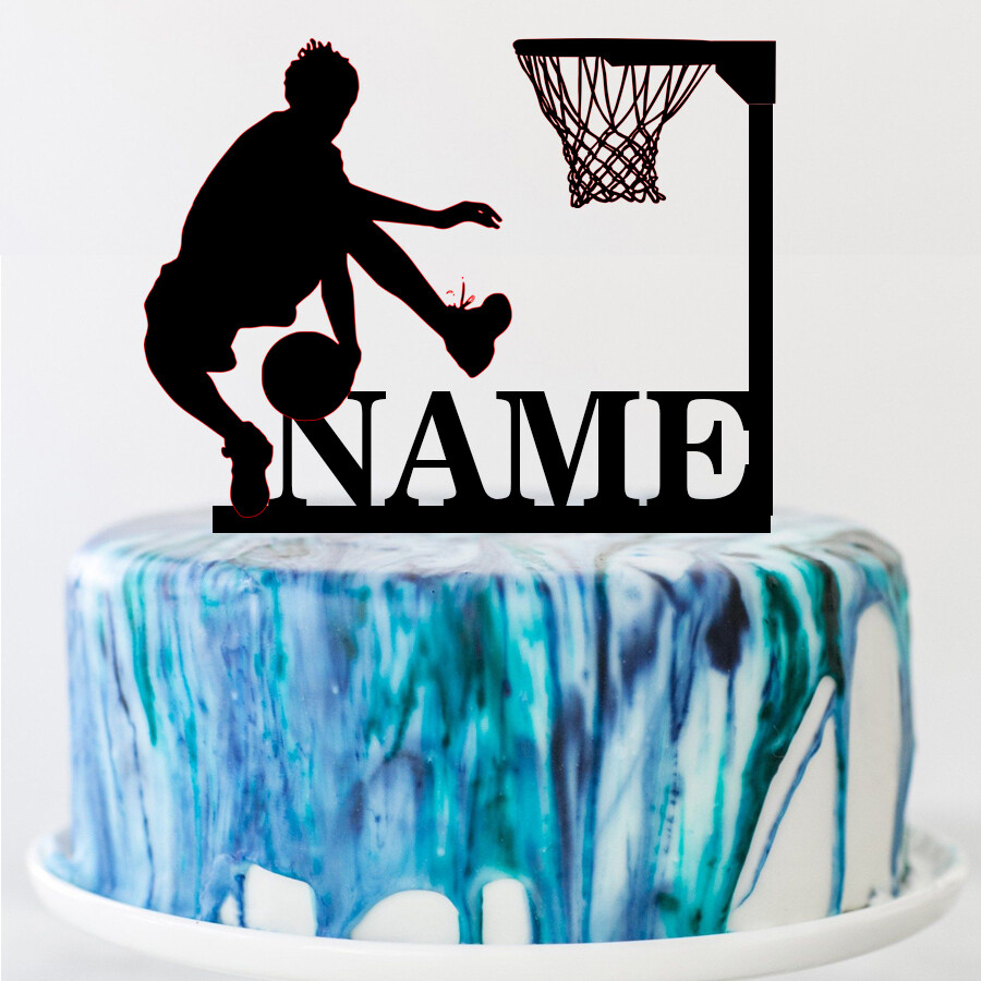 A digital file basketball Theme Name Acrylic Birthday Cake