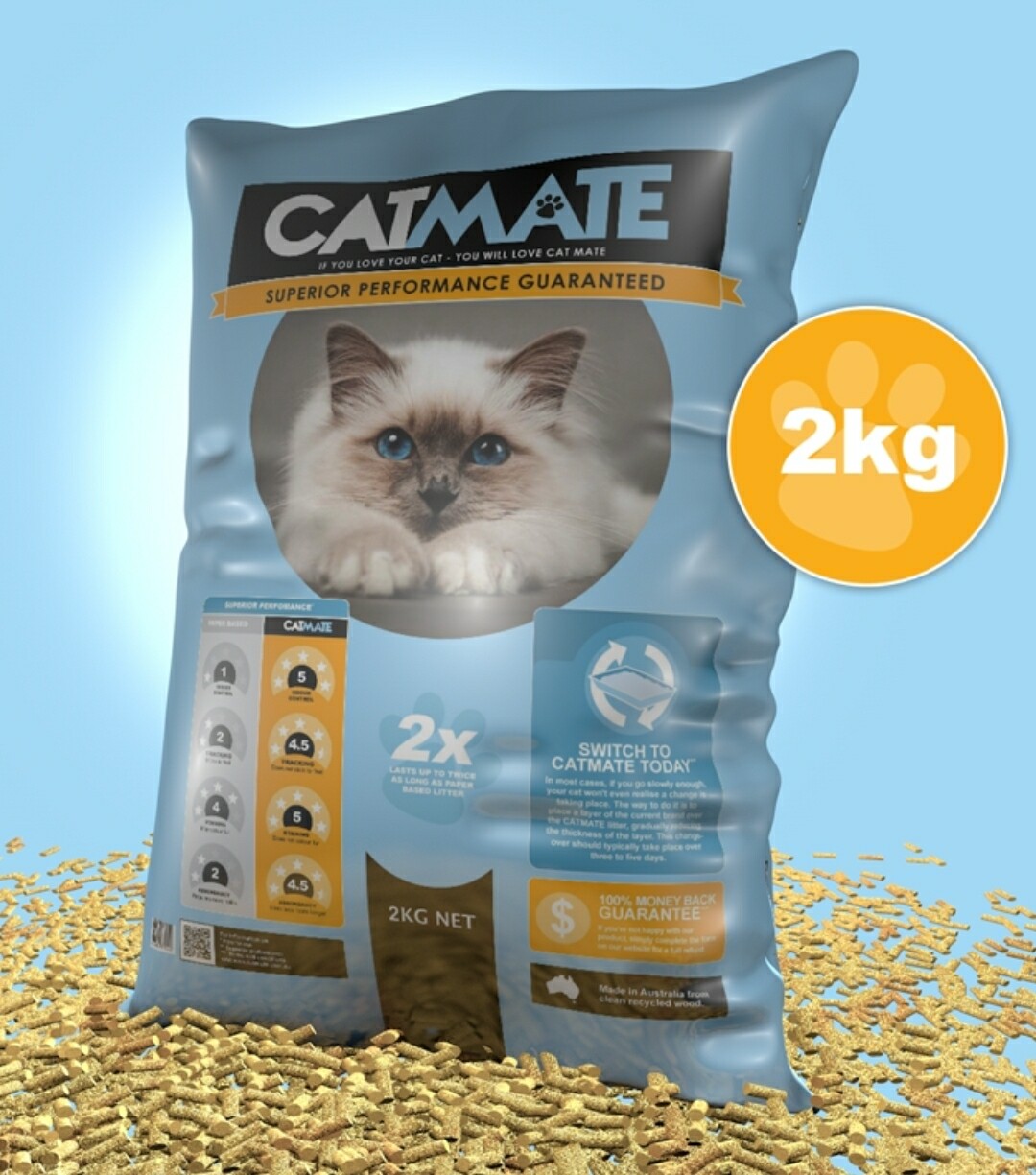 Catmate Wood Bedding Pellets 2kg