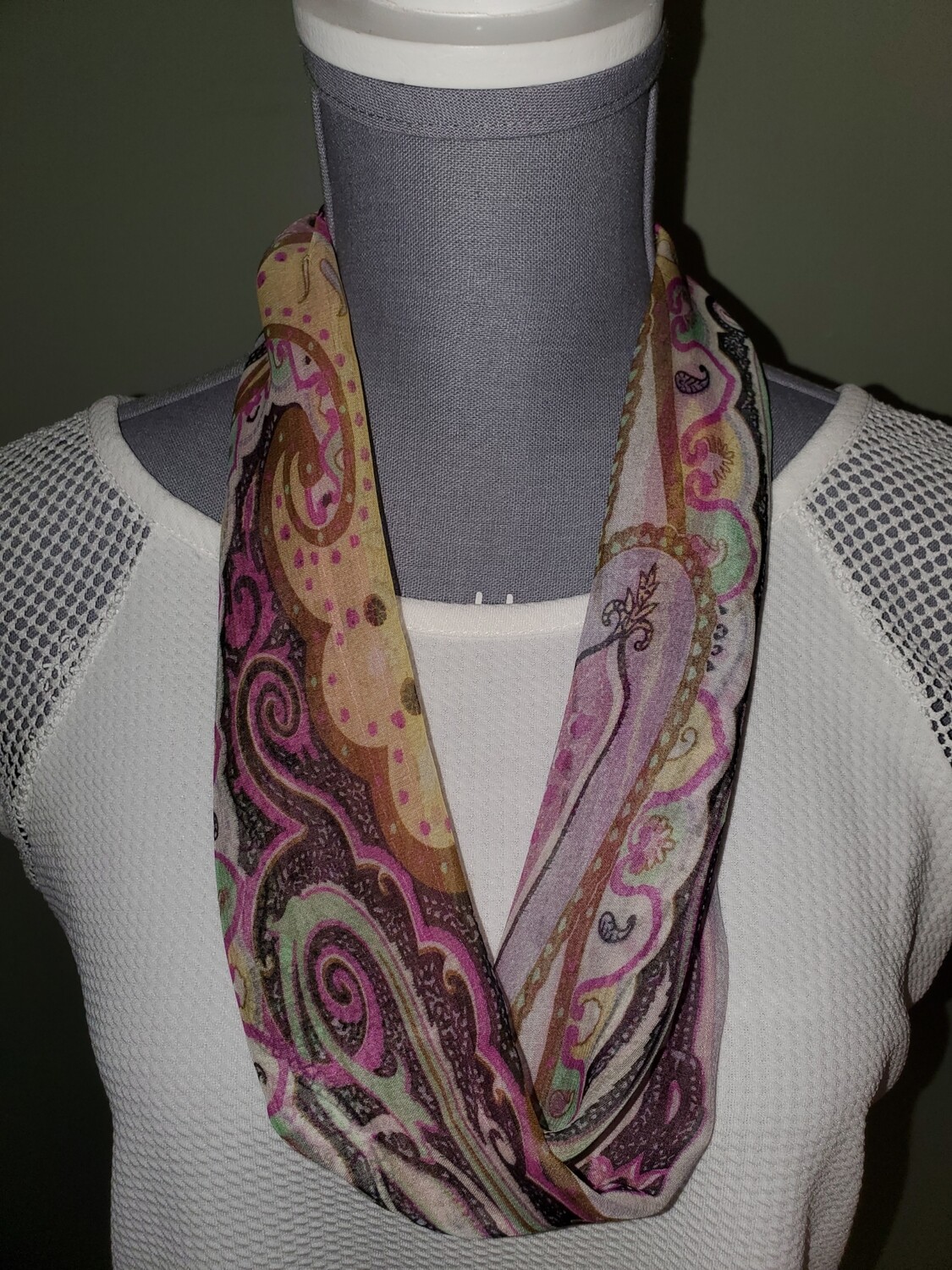 scarf with colors of lavender and mint
