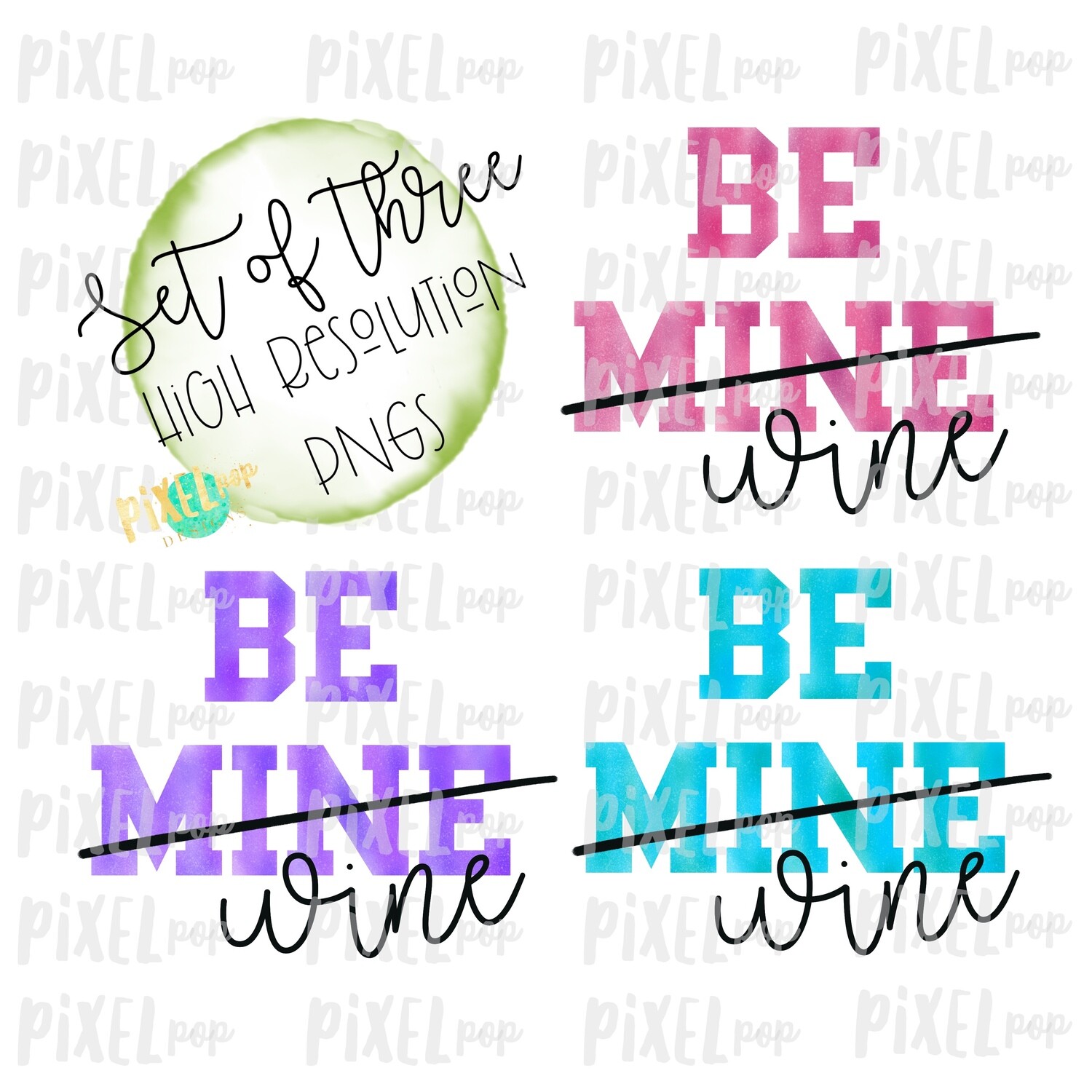 Download Be Mine Wine Watercolor Sublimation PNG | Valentines Day ...