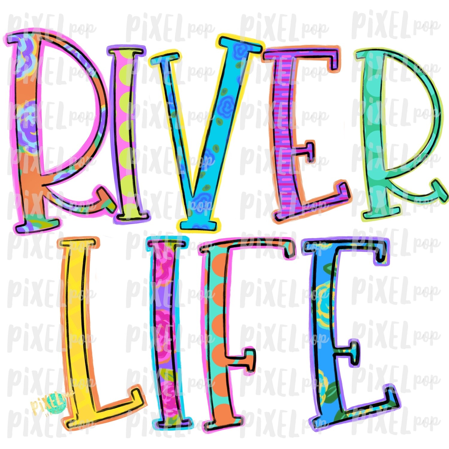 River Life Colorful PNG River Art River Design Sublimation Design