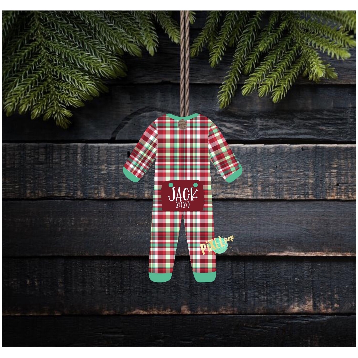 Christmas Plaid Bum Flap Pajama Ornament PNG Christmas Pajama PNG